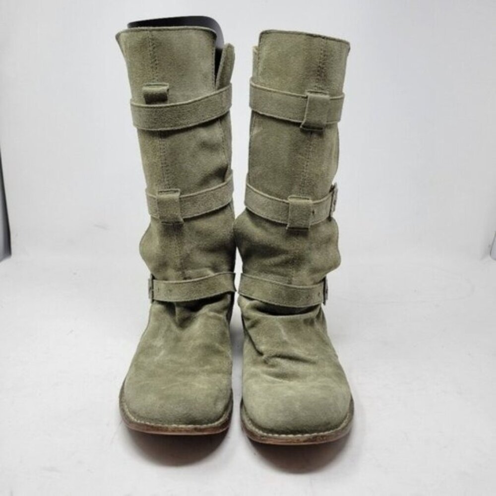 Fiorentini + Baker | Eternity Suede Leather Tall Moto Boots Olive Green - Picture 7 of 16